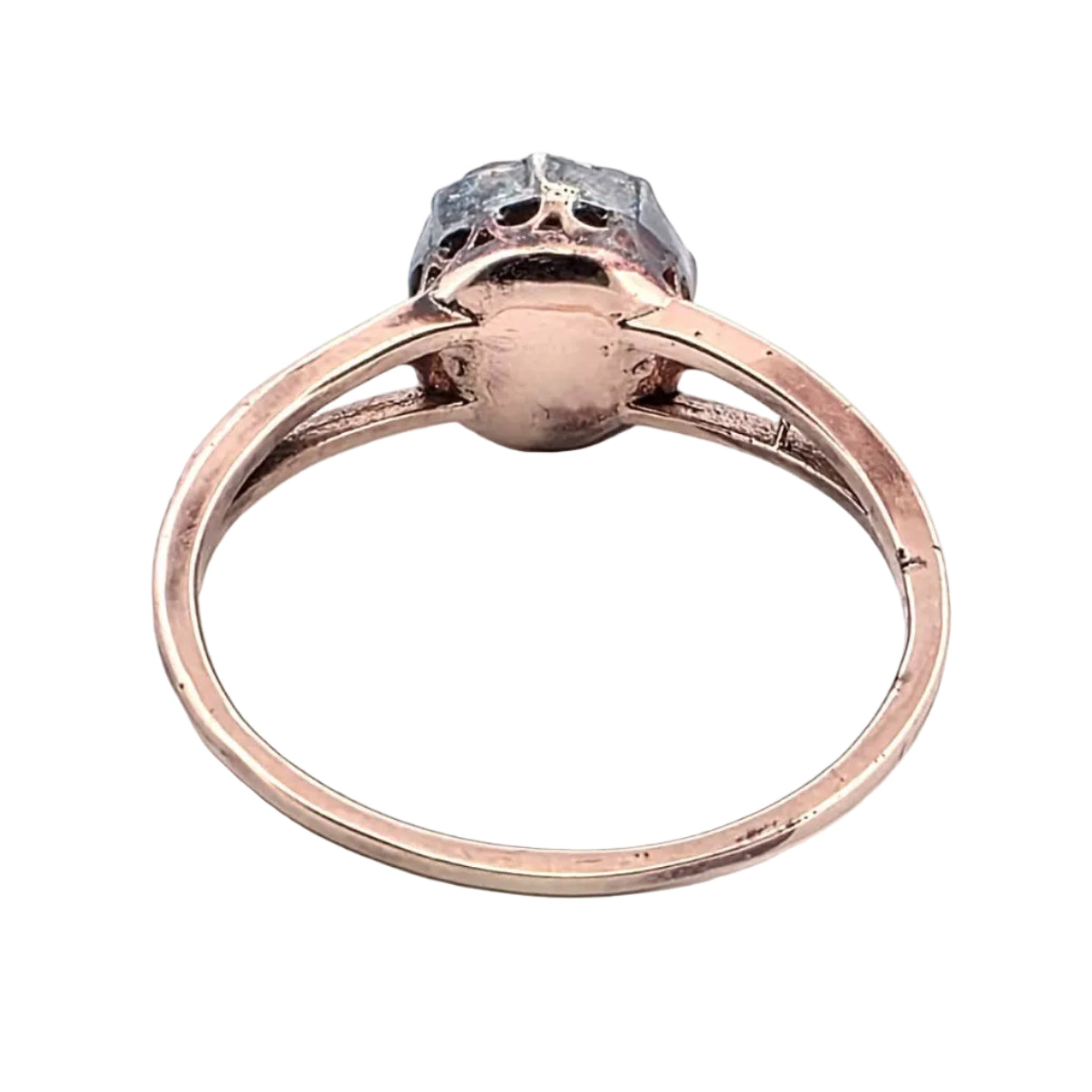 Bague Solitaire en or rose, argent et diamant