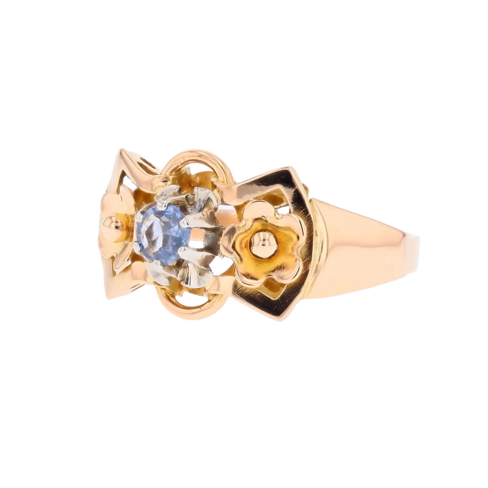 Bague Tank en or rose et saphir