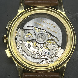 Montre ZENITH "El Primero" en or jaune et cuir