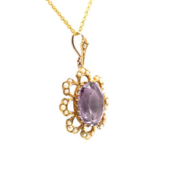 Pendentif en or jaune, perles et améthystes