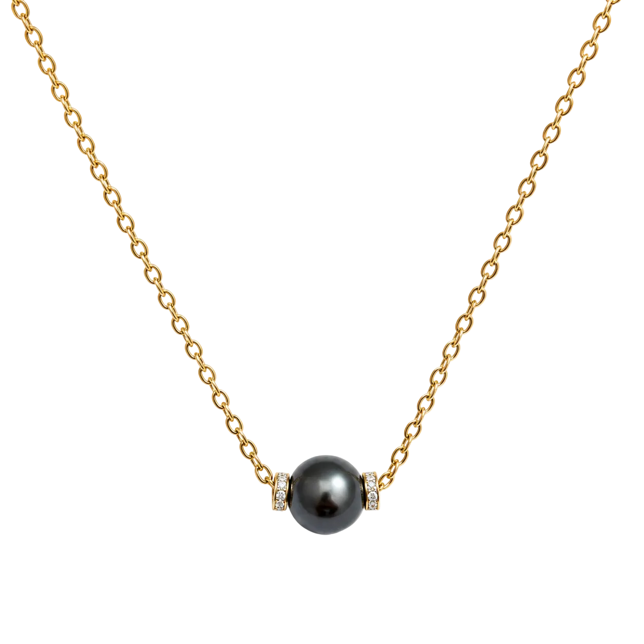 Collier Pendentif en or jaune, perle, et diamants