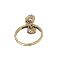 Bague Toi & Moi en or jaune, platine et diamants