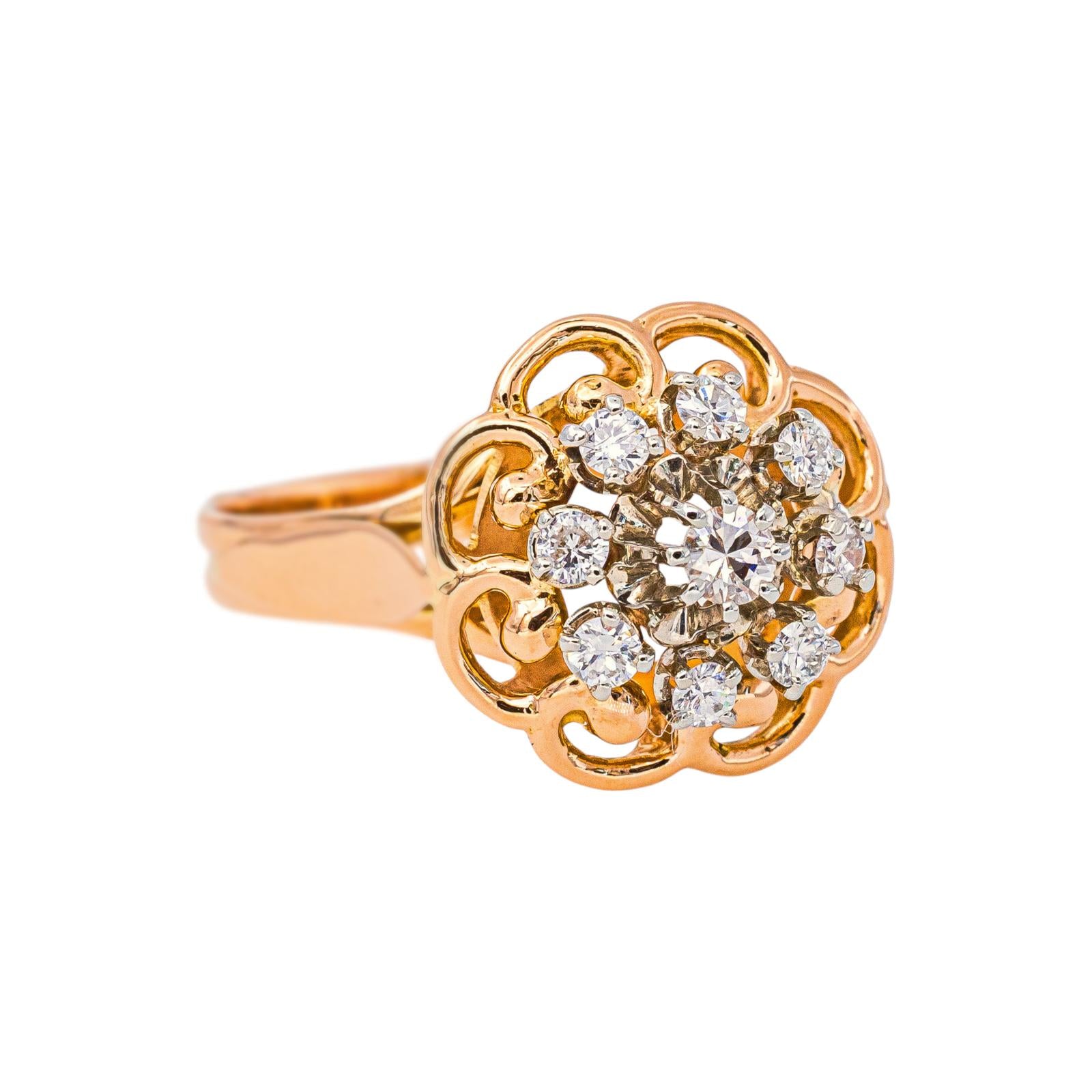 Bague Marguerite Or rose Diamant