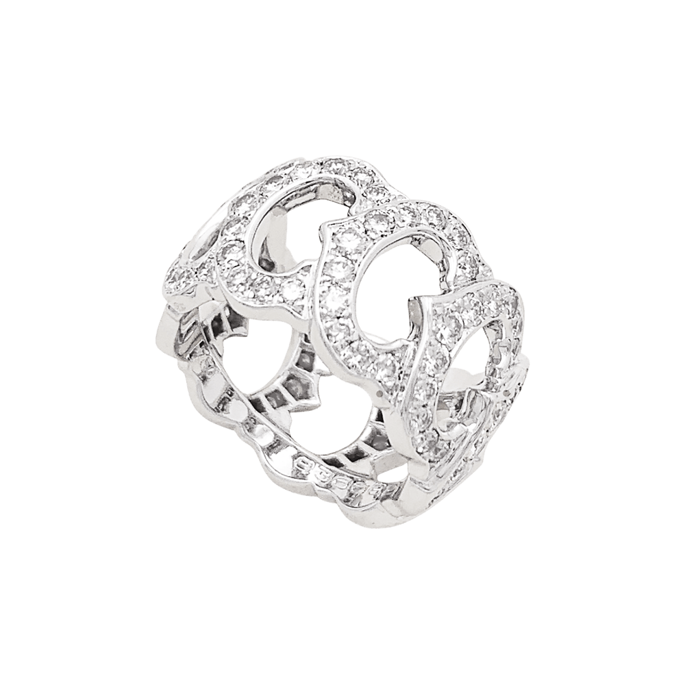 Bague Cartier, "C de Cartier", or blanc, diamants.