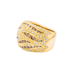 Bague Damiani en or jaune, pavage diamants, diamants bruns.