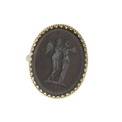 Bague Chevalière en or jaune et jaspe