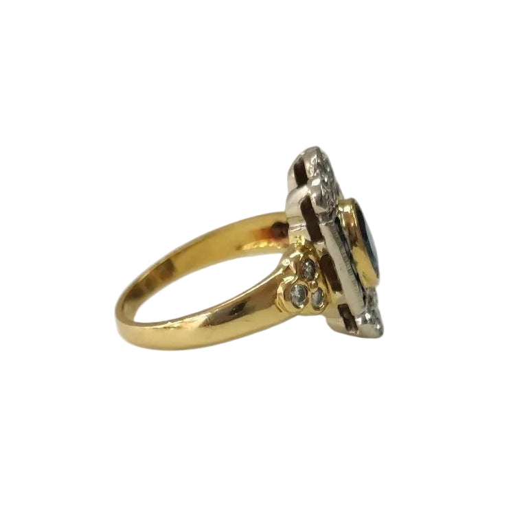 Bague en or blanc, or jaune, saphirs et diamants