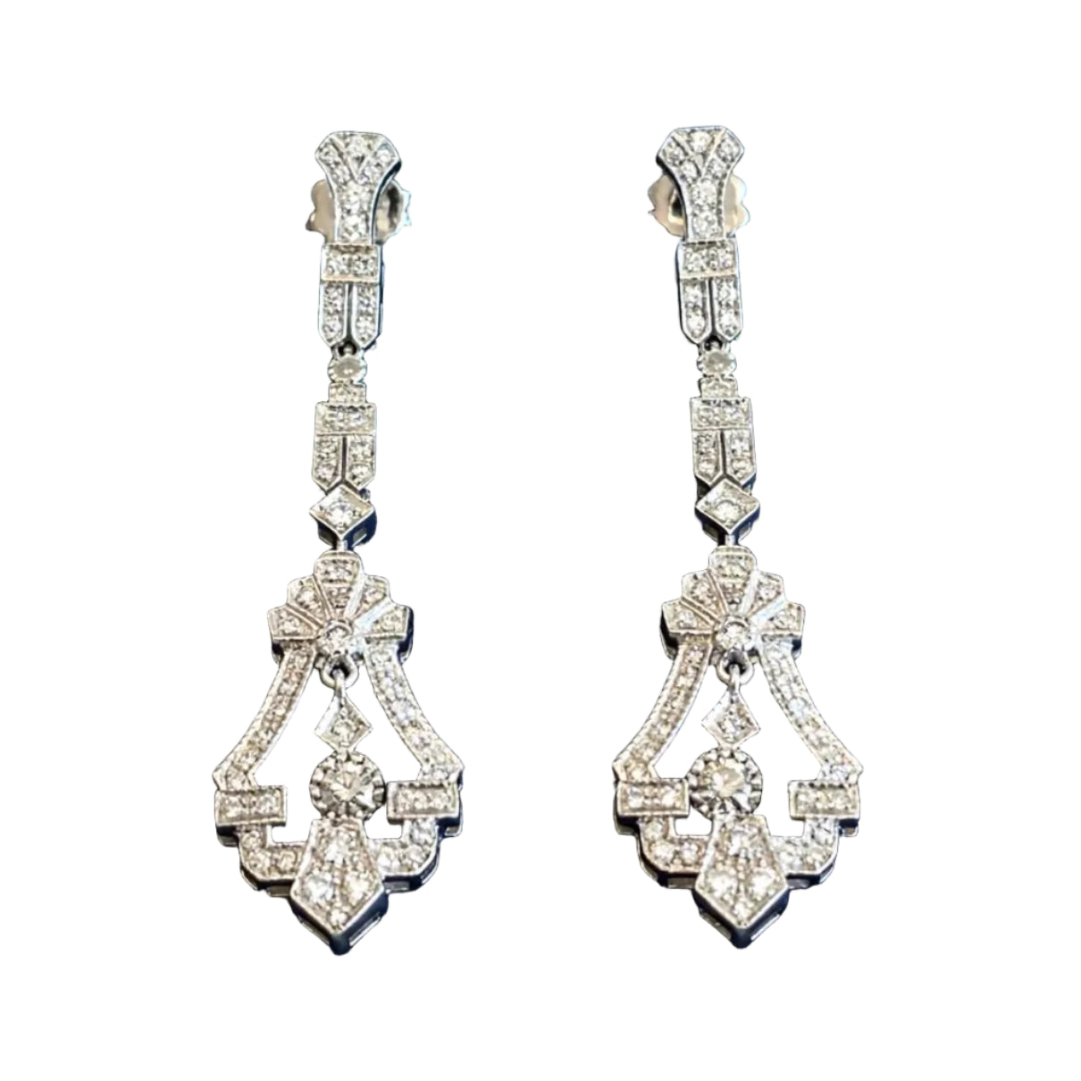 Boucles d'oreilles Pendantes en or blanc et diamants