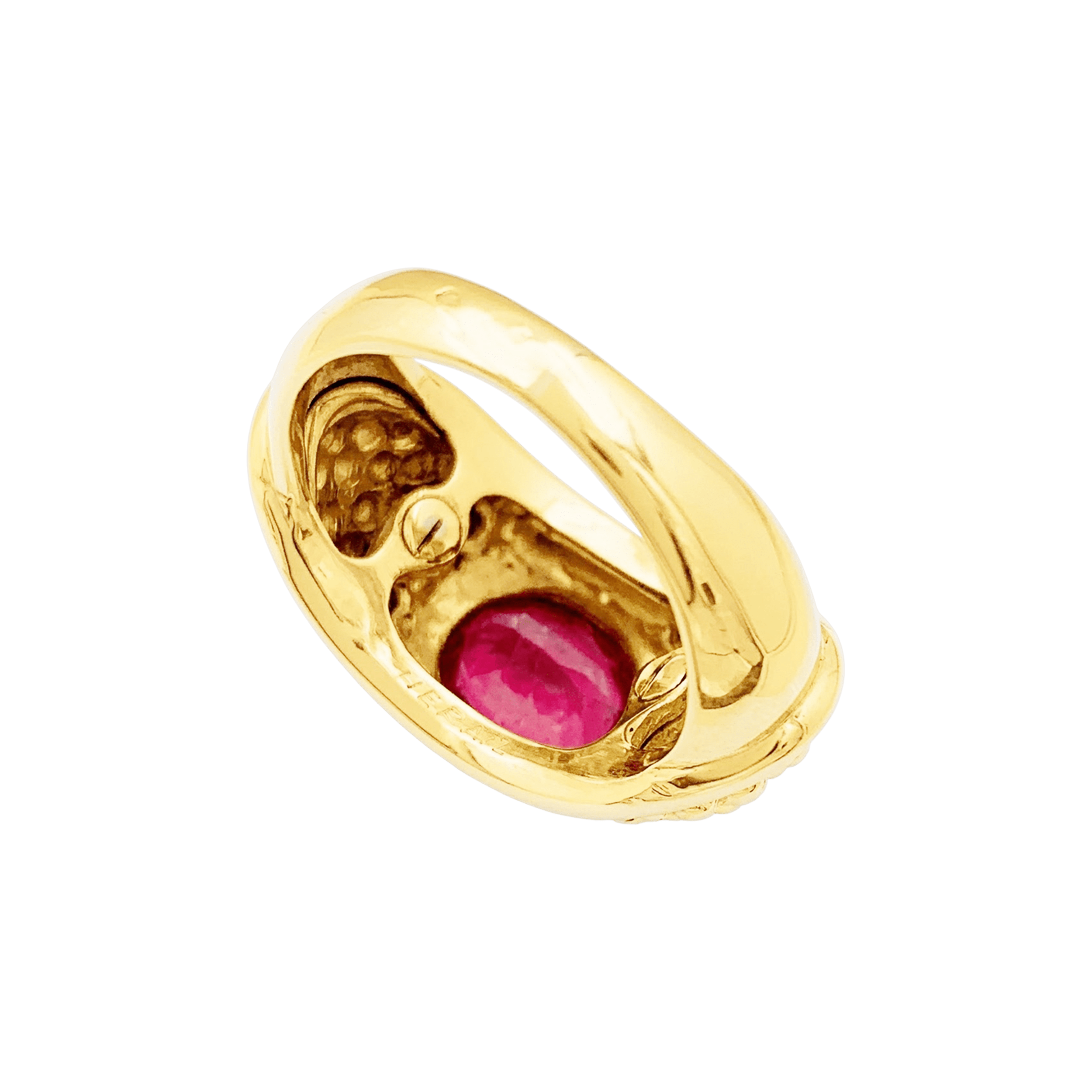 Bague Hérail, "Babul Work", or jaune, tourmaline rose.