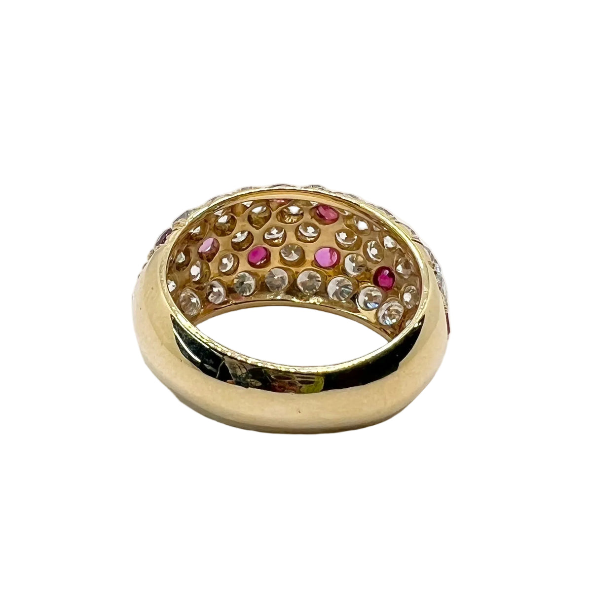 Bague Jonc en or jaune, rubis et diamants