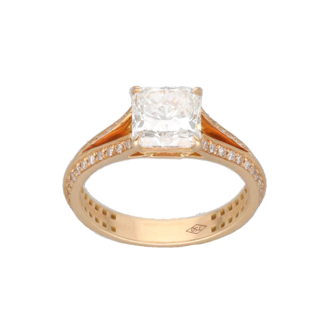 Bague Solitaire en or rose et diamants