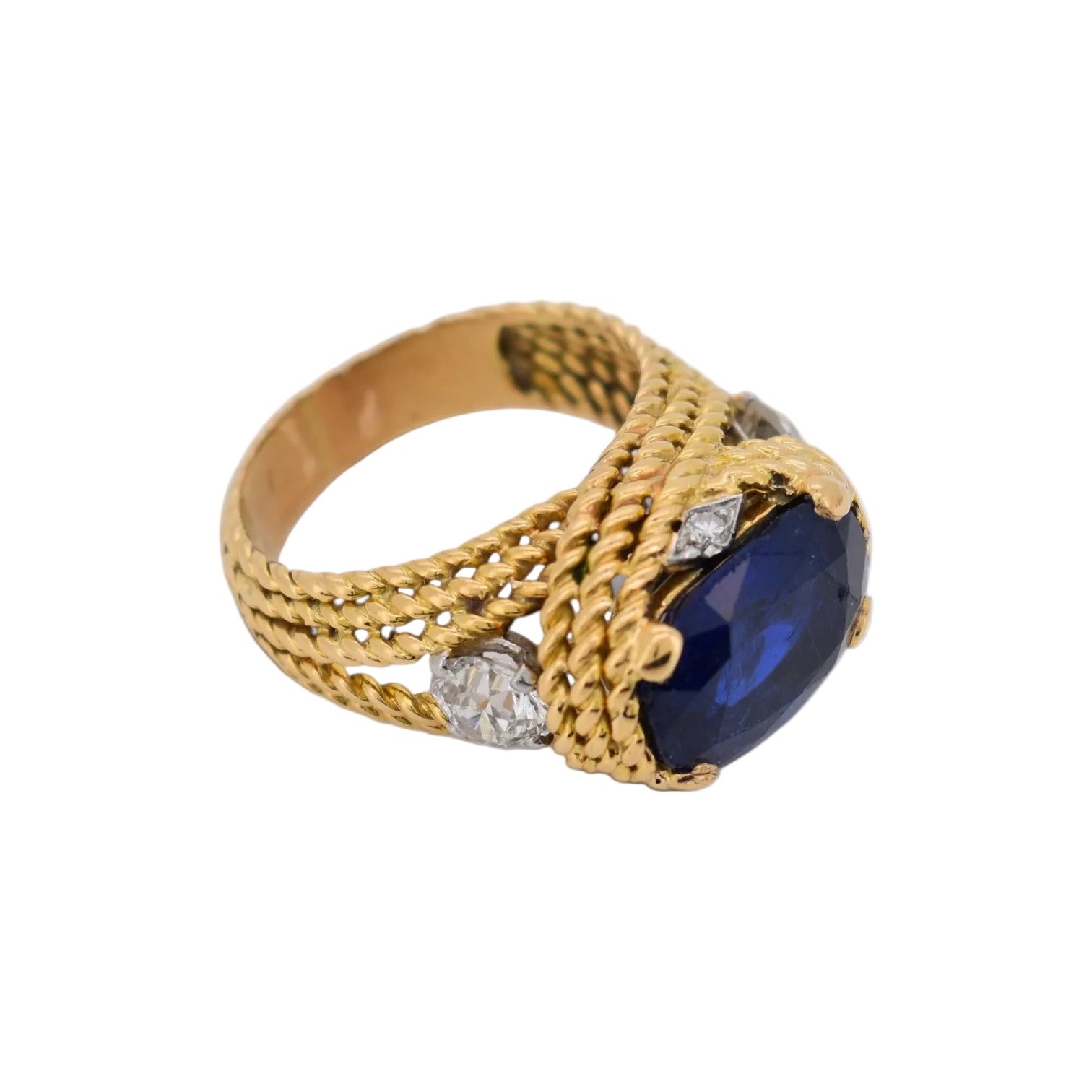 Bague Cocktail en or jaune, saphir et diamants