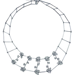 Collier plastron en or blanc et diamants taille rose