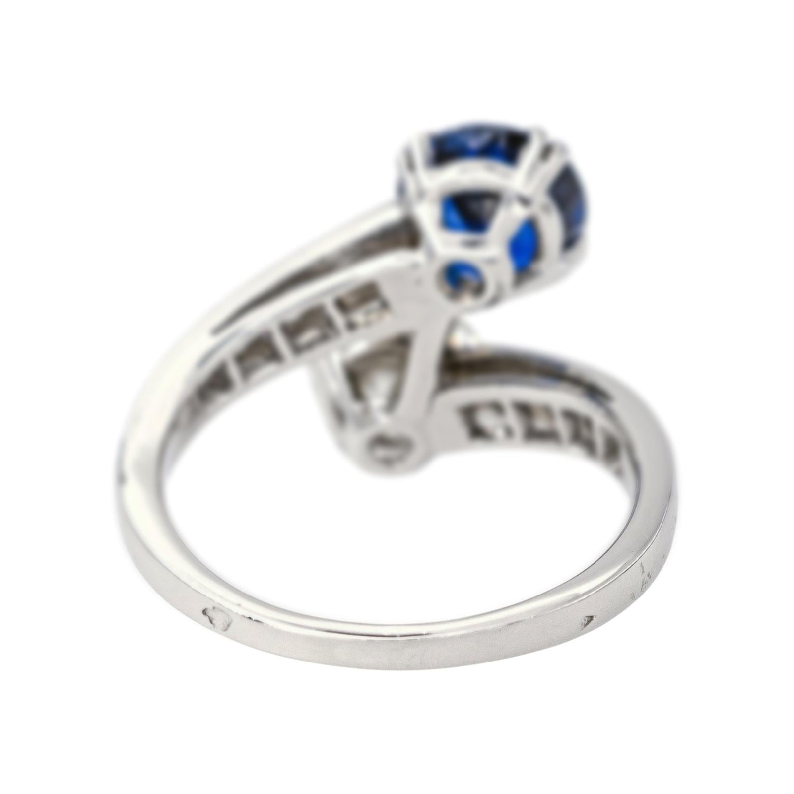Bague Toi & Moi Platine Saphir