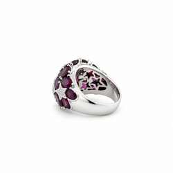 Bague Dôme en or blanc, tourmalines et diamants