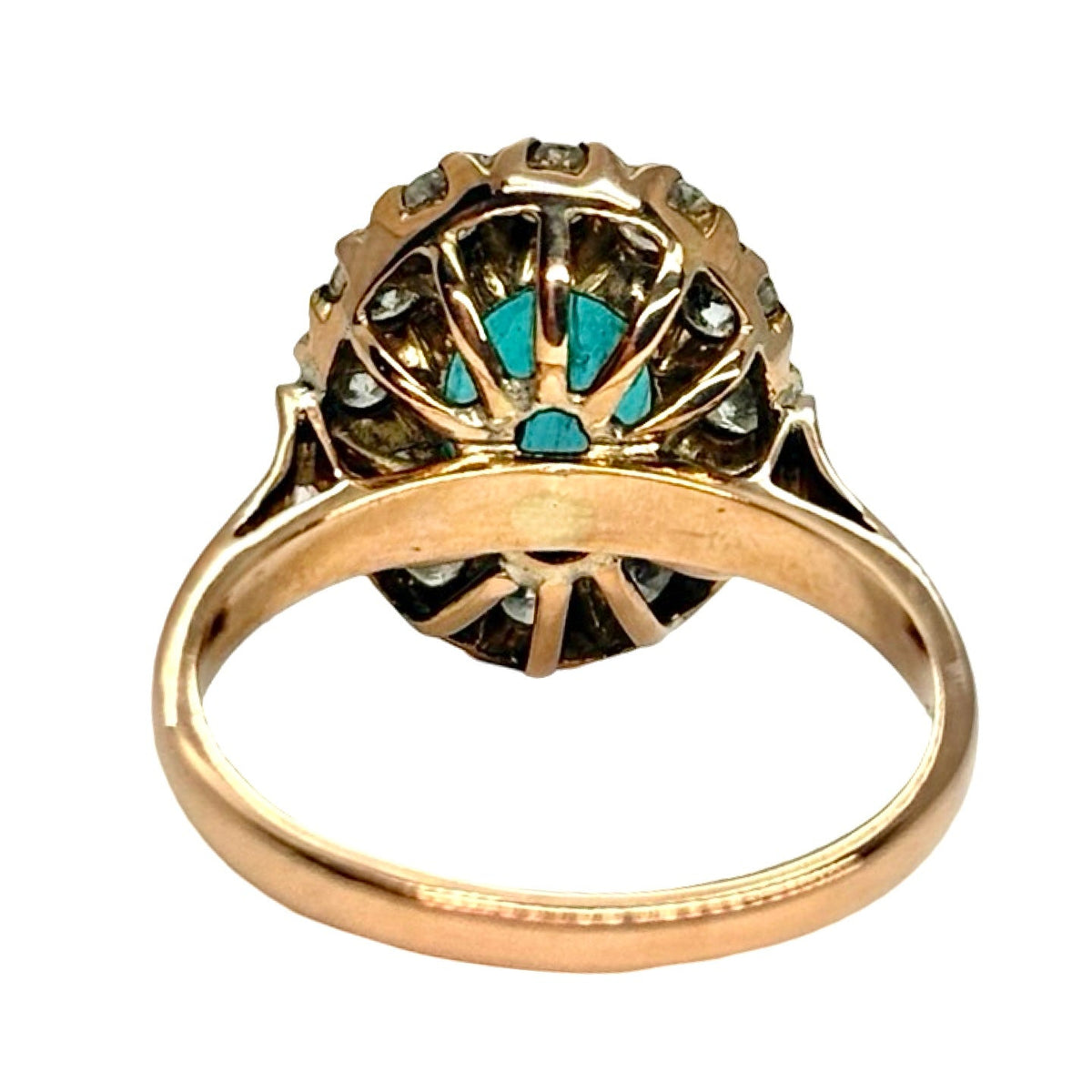 Bague Marguerite en or rose, émeraude et diamants