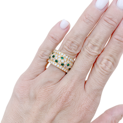 Bague Bandeau CARTIER "Nigéria" en or jaune, émeraudes et diamants