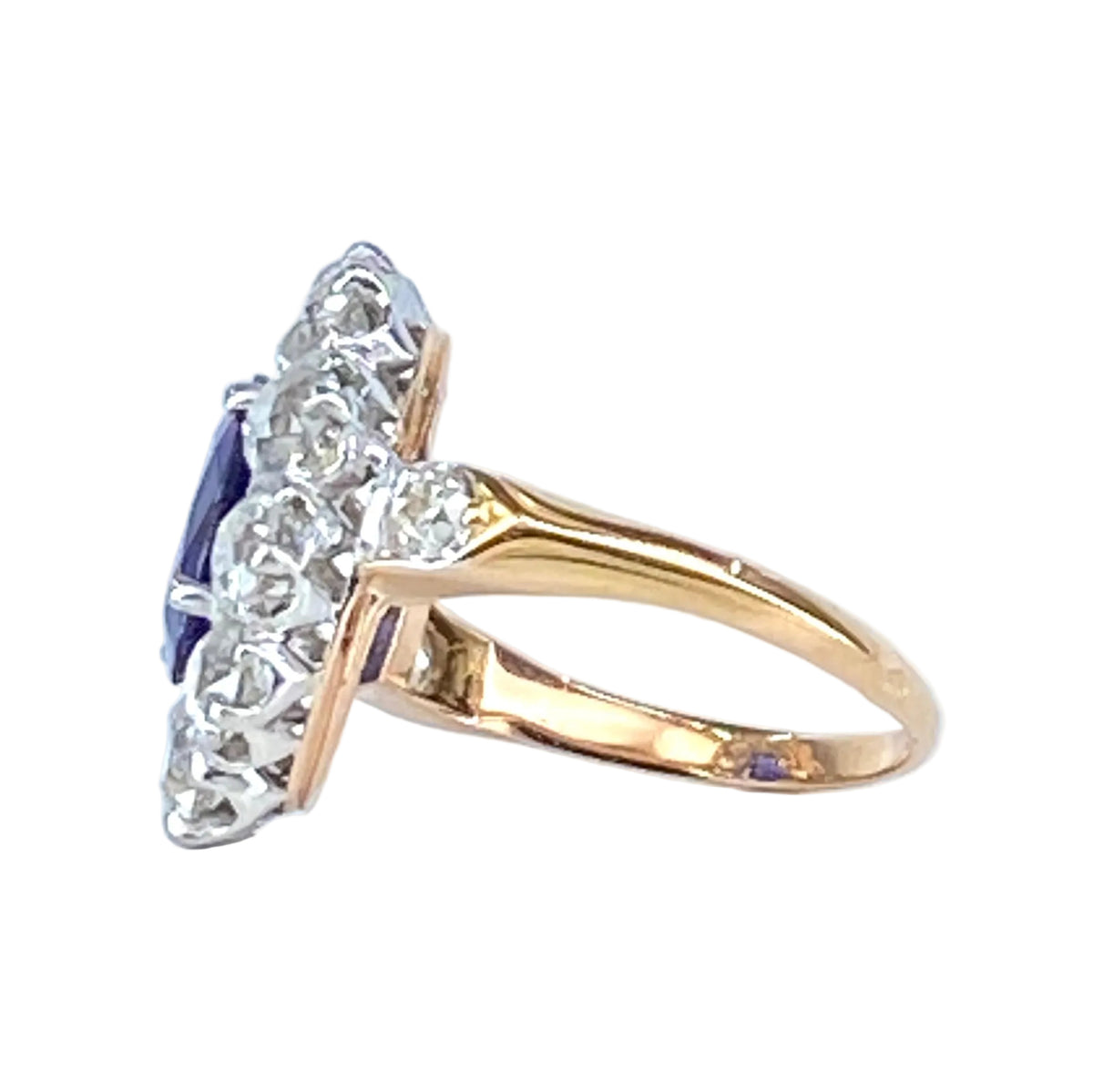Bague Marguerite en or jaune, saphir et diamants