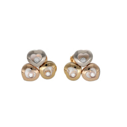 Boucles d'oreilles Puces CHOPARD "Happy Curve" en or blanc, or jaune, or rose et diamants