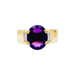 Bague Cartier, or jaune, améthyste et diamants.