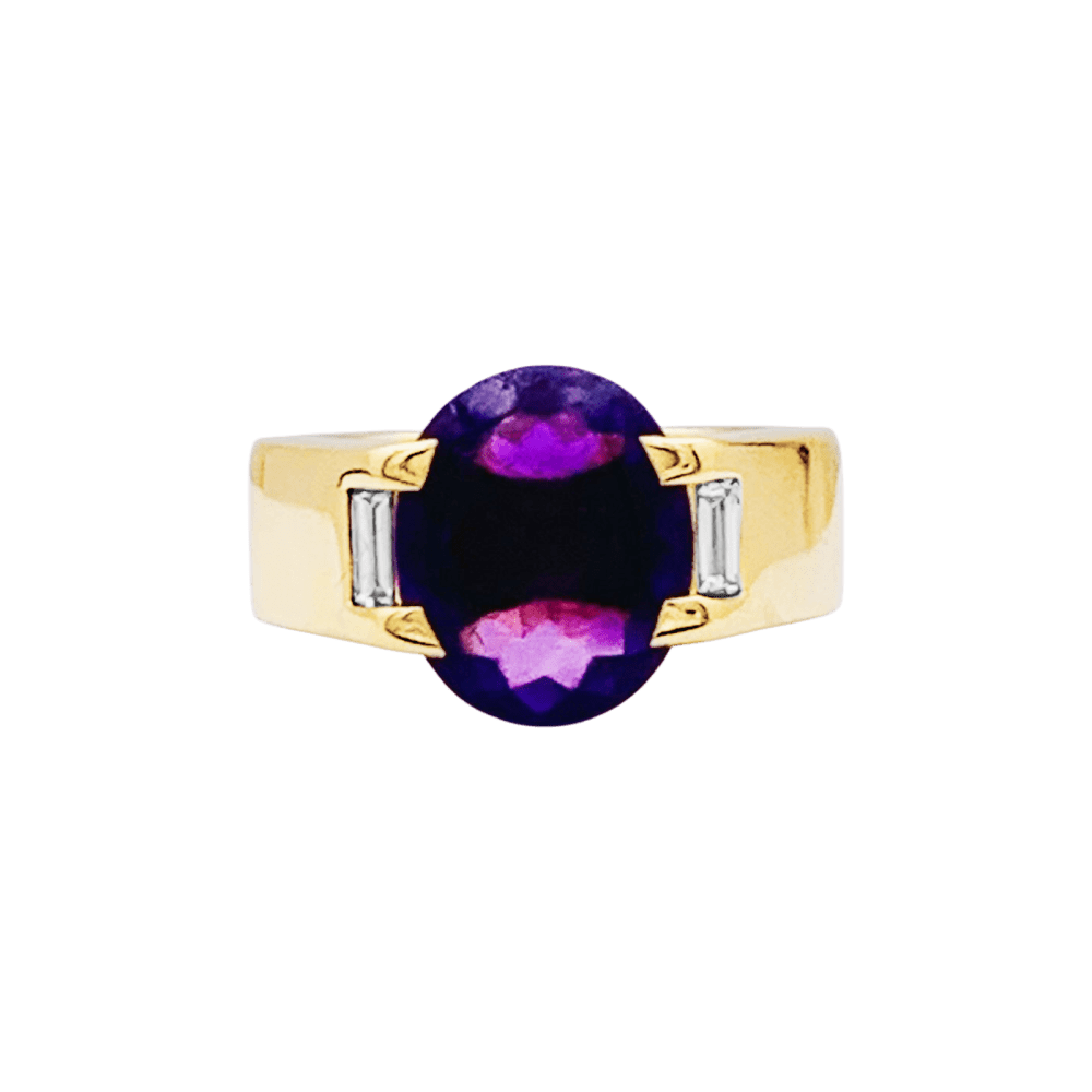 Bague Cartier, or jaune, améthyste et diamants.