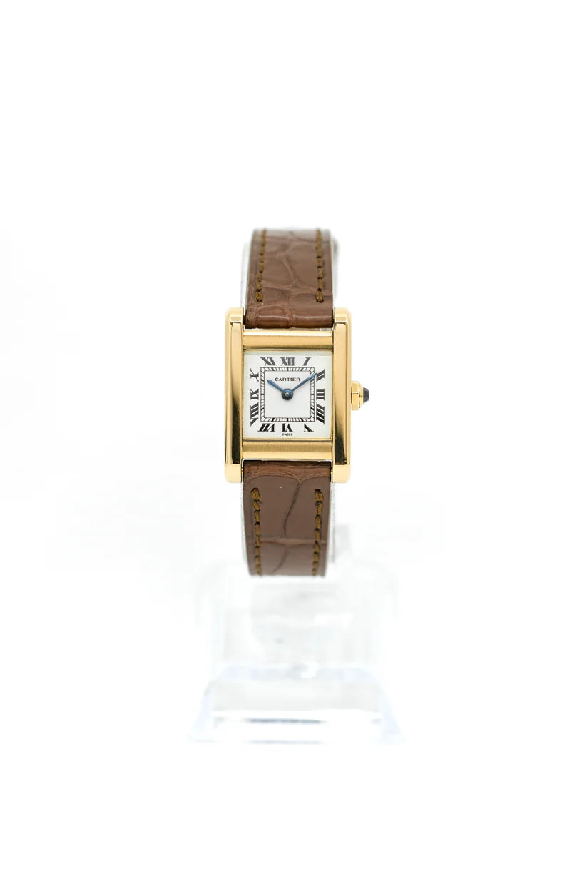 Montre CARTIER Tank en or jaune et cuir