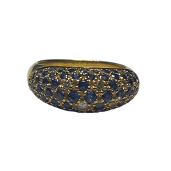 Bague Jonc POIRAY en or jaune, saphirs et diamants