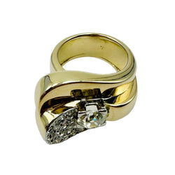 Bague Pavée en or jaune, platine et diamants
