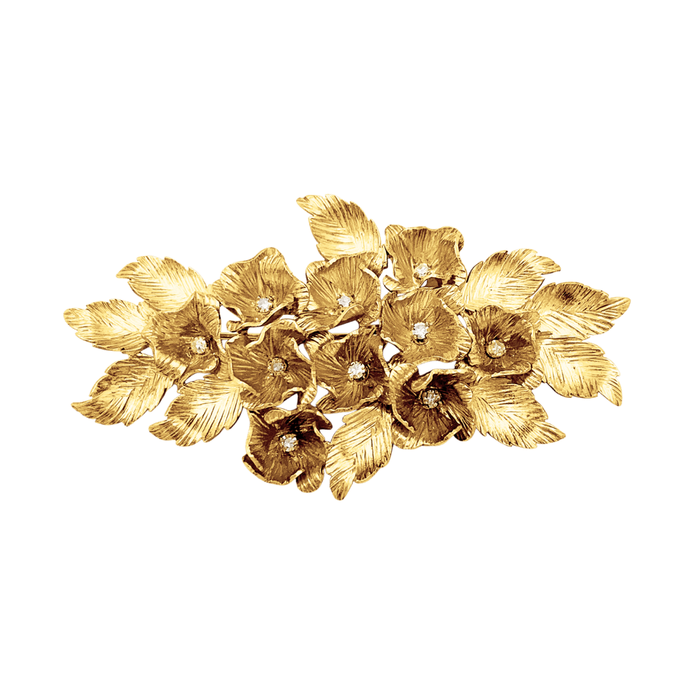Broche "Fleurs", or jaune et diamants.