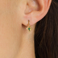 Boucles d'oreilles Dormeuses en or jaune et émeraudes