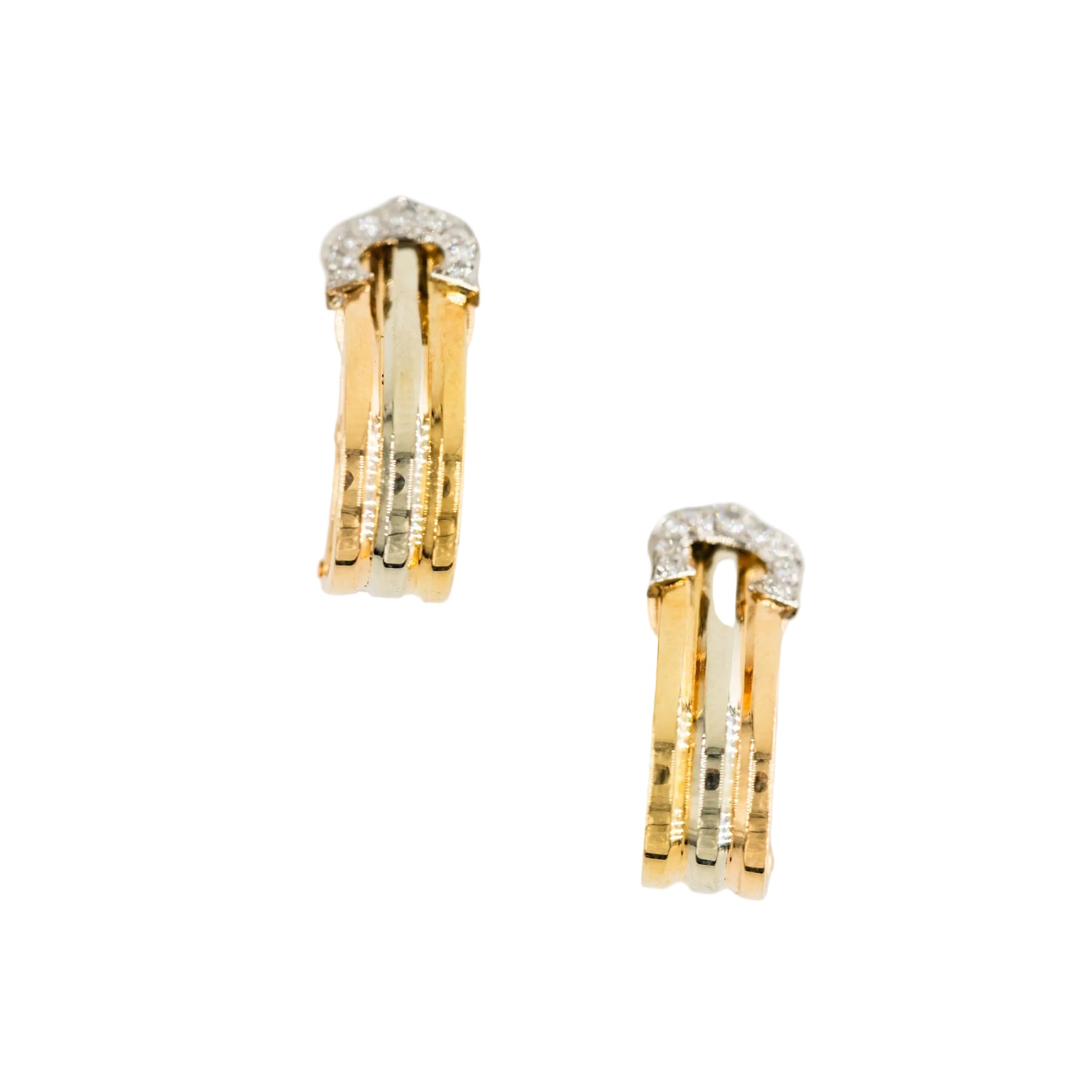 Boucles d'oreilles Clip CARTIER "C de Cartier" en or blanc, or jaune et or rose