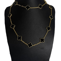 Collier Sautoir VAN CLEEF & ARPELS "Vintage Alhambra" en or jaune et onyx