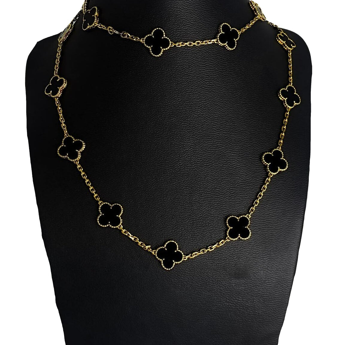 Collier Sautoir VAN CLEEF & ARPELS "Vintage Alhambra" en or jaune et onyx