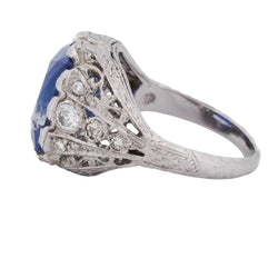 Bague Cocktail en platine, saphir et diamants