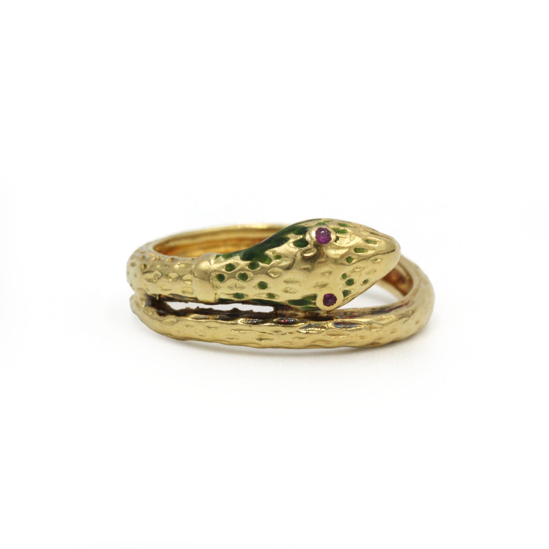 Bague Serpent en or jaune et rubis