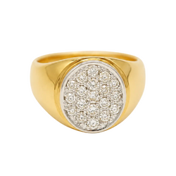 Bague Chevalière en or jaune et diamants