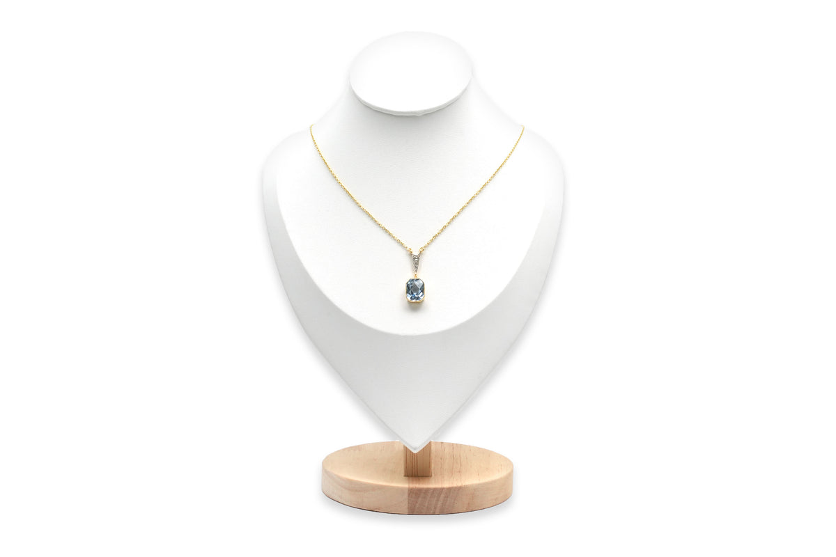 Collier Pendentif en or blanc, or jaune, topaze et diamant