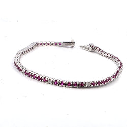 Bracelet Ligne en or blanc, rubis et diamants