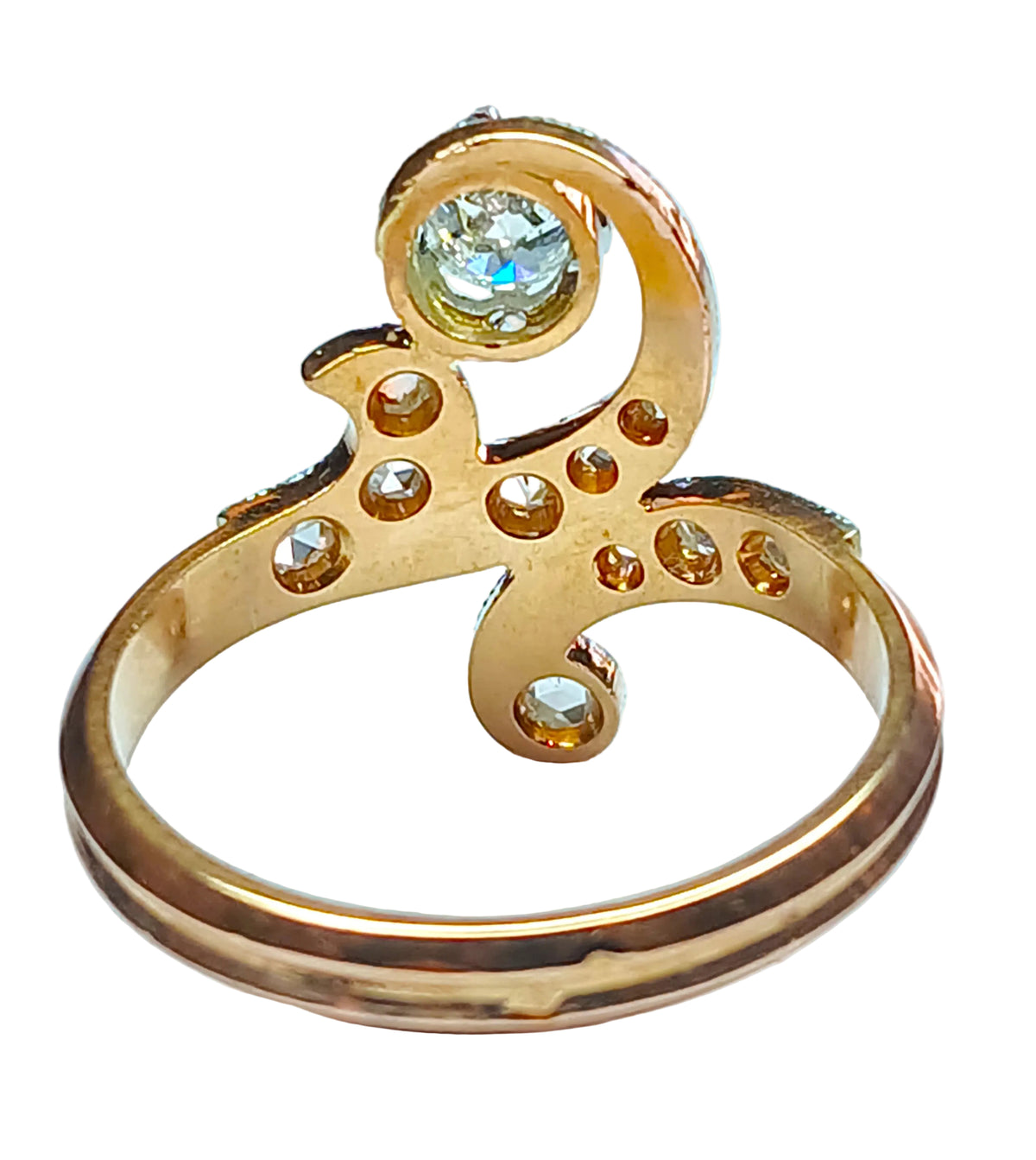 Bague en or blanc, or rose et diamants