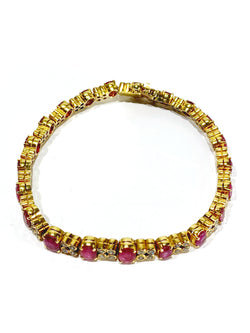 Bracelet Ligne en or jaune, rubis et diamants