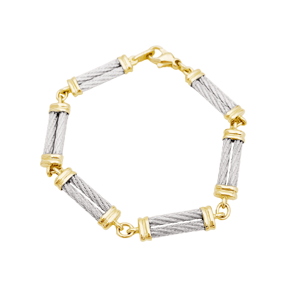 Bracelet Fred, "Force 10", en or jaune, acier.