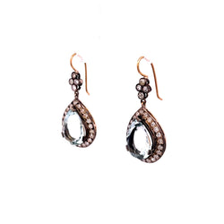 Boucles d'oreilles Pendantes en or jaune, argent, aigues-marines et diamants