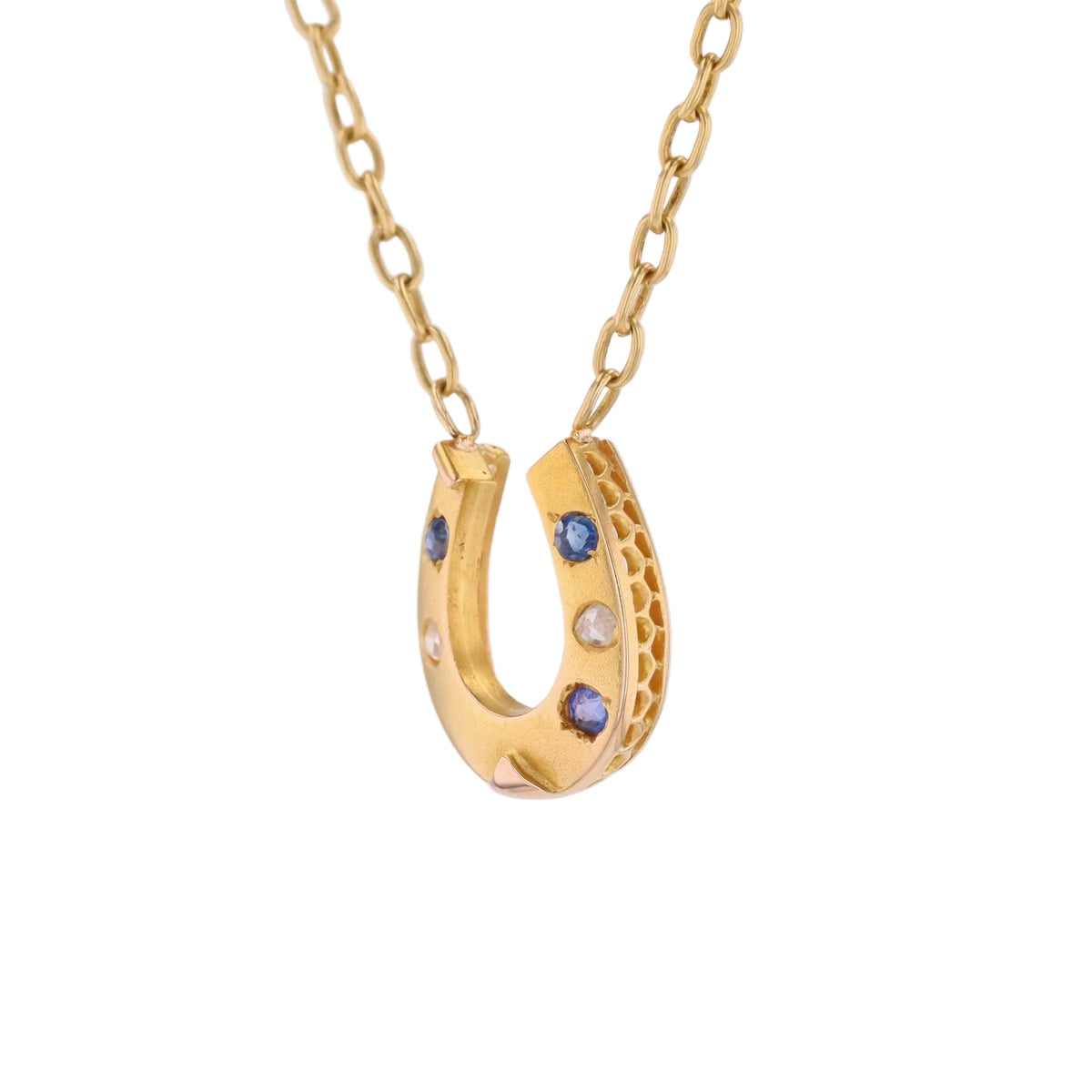 Collier Pendentif en or jaune, saphirs et diamants