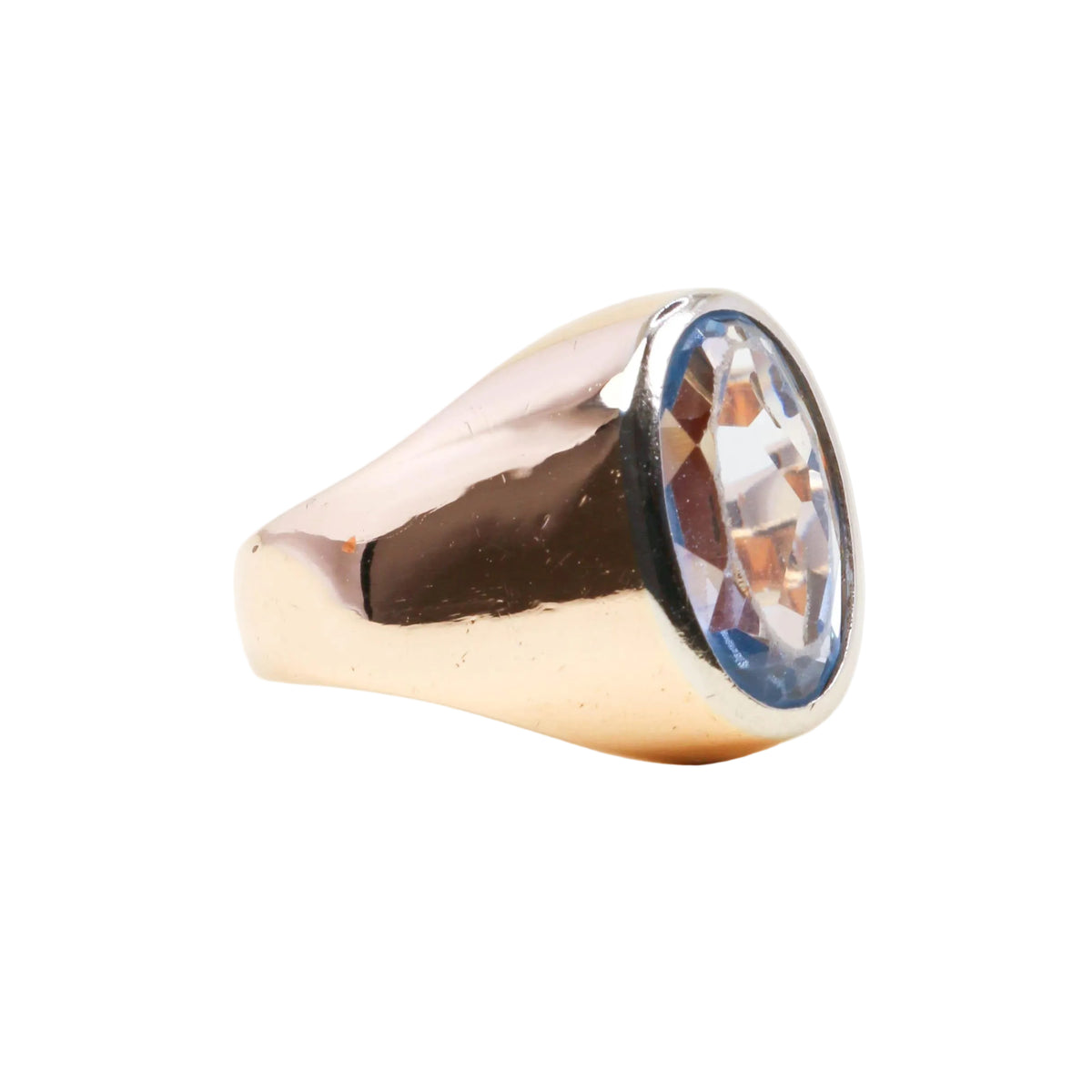 Bague Chevalière en or rose et aigue-marine