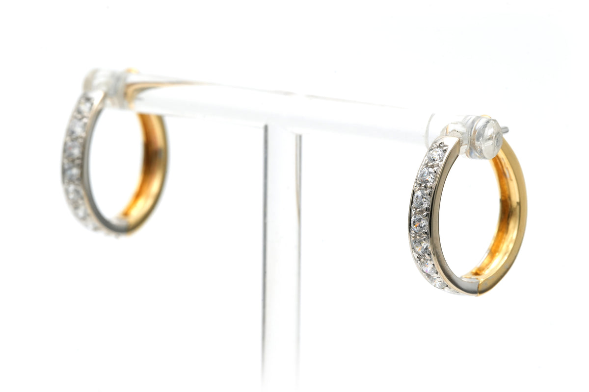 Boucles d'oreilles en or blanc, or jaune et diamants