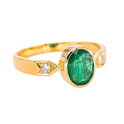 Bague Or jaune Emeraude