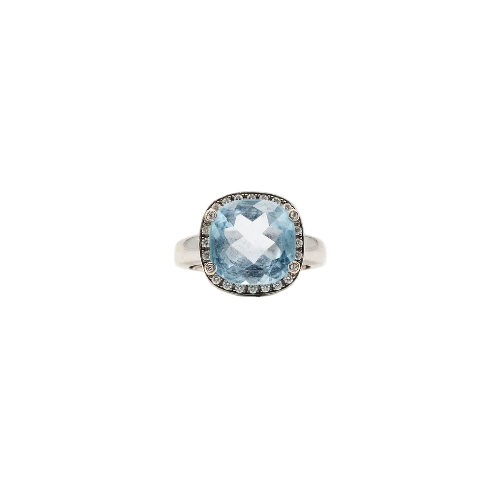 Bague POIRAY "Fille Antik" en or blanc, topaze et diamants