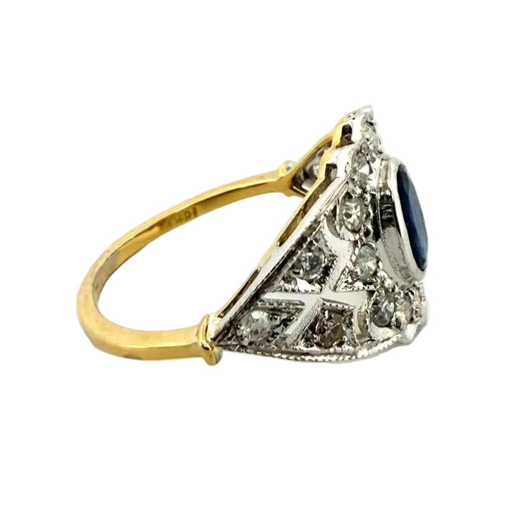 Bague Entourage en or blanc, or jaune, saphir et diamants