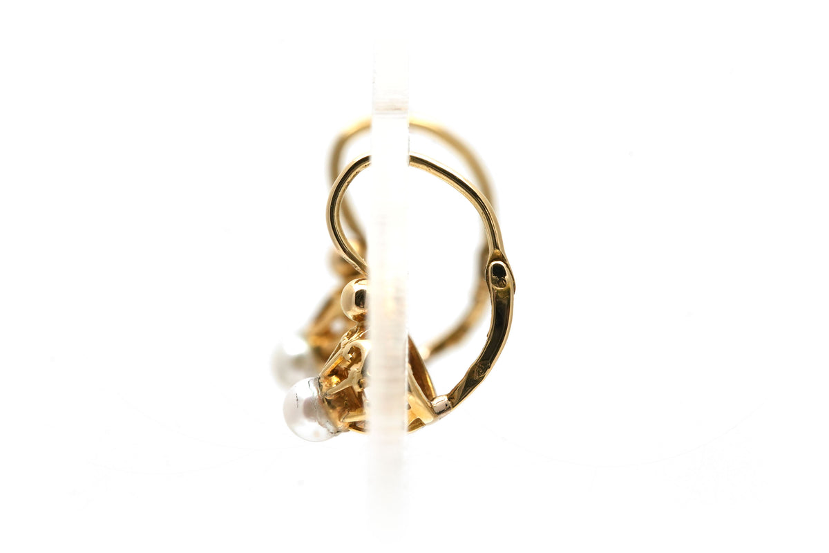 Boucles d'oreilles Dormeuses en or jaune et perles