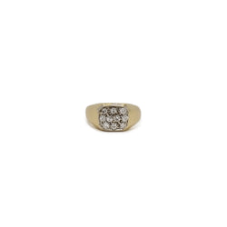 Bague chevalière pavage en or jaune et diamants